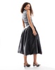 Amy Lynn Alexa PU midi dress in charcoal velvet