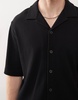 Weekday rib oversized resort short sleeve shirt in black