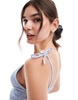 ASOS DESIGN shirred cami top in blue gingham