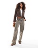 Bershka cropped blazer in chocolate brown