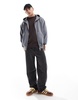 Cotton On box fit zip up hoodie in slate stone