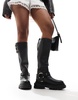 AllSaints Jade leather harness biker boots in black