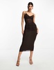 AFRM Lupita rhinestone mesh maxi dress in brown