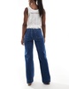 Bershka high waisted pocket detail jeans in mid wash