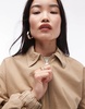 Topshop oversized cotton collar bomber jacket in stone