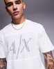 Armani Exchange boxy fit chest print T-shirt in off-white