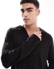 Another Influence v neck long sleeve polo sweater in black