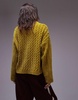 Topshop knitted chunky oversized cable chenille sweater in chartreuse