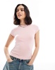 Bershka short sleeve baby tee in baby pink