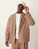 ASOS DESIGN slouchy oversized suit jacket in brown seersucker