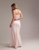 ASOS DESIGN Bridesmaid satin square neck maxi dress in soft pink