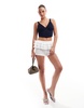 Bershka knitted corset top in navy