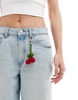 ASOS DESIGN baggy longline denim jorts in bleach wash