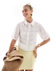 Brave Soul short sleeve lace detail shirt in white
