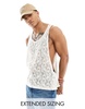 ASOS DESIGN relaxed tank top in beige patterned crochet