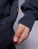 BOSS Orange Akapulk tonal logo overdye cotton knit sweater relaxed fit in mid blue