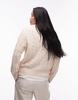 Topshop knitted fluffy cable crew relaxed sweater in cream