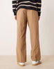 ASOS DESIGN smart high waist wide leg pants in stone