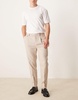 ASOS DESIGN smart tapered fit wool mix pants with coin pocket in ecru slub
