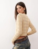 Monki stitch detail cardigan in butter yellow