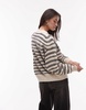 Topshop knitted forward seam stripe sweater in mono