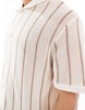 Bershka knitted button through stripe shirt in ecru