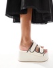 ASOS DESIGN Teenager weave detail flatform mules in natural