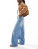 Bershka baggy wide leg jeans in light blue