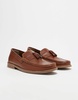 ASOS DESIGN tassel loafers in tan leather with natural sole