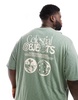 ASOS DESIGN relaxed t-shirt in green fabric with celestial back print