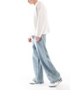 ASOS DESIGN super baggy carpenter jeans in mid wash blue