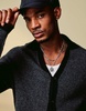 ASOS DESIGN relaxed knit button up cardigan in charcoal with contrast seams