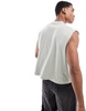 ASOS DESIGN cropped oversized tank top in gray with cross front print