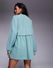 Miss Selfridge soft rib smock dress in sage