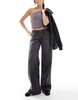 Bershka baggy straight leg jeans in dark gray