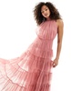 Anaya halterneck tulle maxi dress in dusty pink