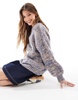 ASOS DESIGN loose knit one shoulder sweater in blue twist yarn