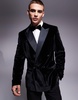 ASOS DESIGN slim double breasted tuxedo jacket in black velvet