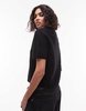 ARKET soft touch fluffy cardigan with short sleeves in black