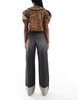 Bershka turn up wide leg jeans in dirty washed black