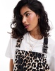 ASOS DESIGN denim overalls in leopard print