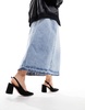 ASOS DESIGN Wide Fit Sutton slingback mid block heeled shoes in black suedette