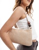 ASOS DESIGN straw shoulder bag with resin ball strap detail in natural