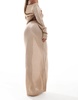 Aria Cove shimmer fine knit low rise maxi skirt in light gold - part of a set