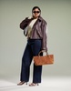 ASOS DESIGN Curve leather look bomber trench coat in chocolate
