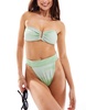 Vero Moda mix and match high waisted brazilian bikini bottoms in green tie dye