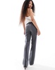 Bershka Petite flared tailored pants in dark gray