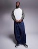 ASOS DESIGN oversized boxy waffle knit long sleeve raglan t-shirt in heather gray
