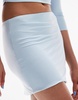 ASOS DESIGN slinky low rise micro mini skirt with split in blue, part of a set