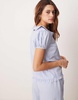 ASOS DESIGN lounge peter pan collar pajama blouse in blue stripe - part of a set